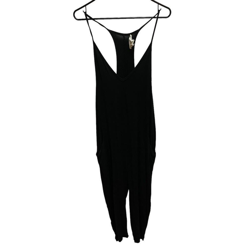 Wasabi + Mint Black Racerback Spaghetti Strap Jumpsuit Medium
